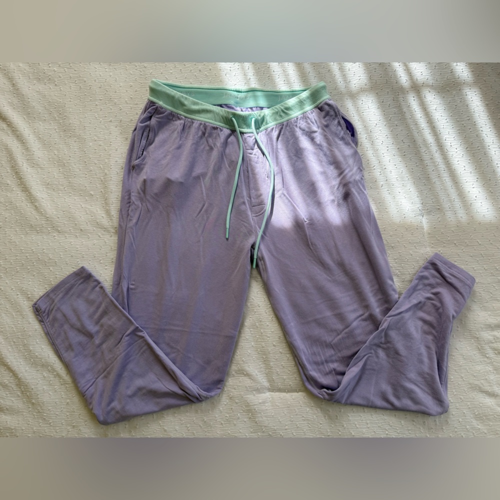 Cozy Lavender Pajama Pants with Mint Waistband